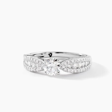 Bague Stockholm Ld Platine Blanc Diamant Synth&eacute;tique - Bagues solitaires Femme | Histoire d&rsquo;Or