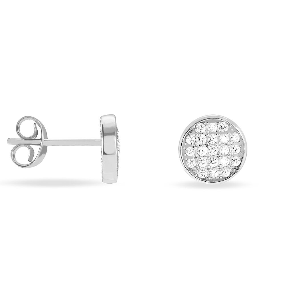Boucles D'oreilles Puces Yesim Argent Blanc Oxyde De Zirconium - Boucles d'oreilles fantaisie Femme | Histoire d&rsquo;Or
