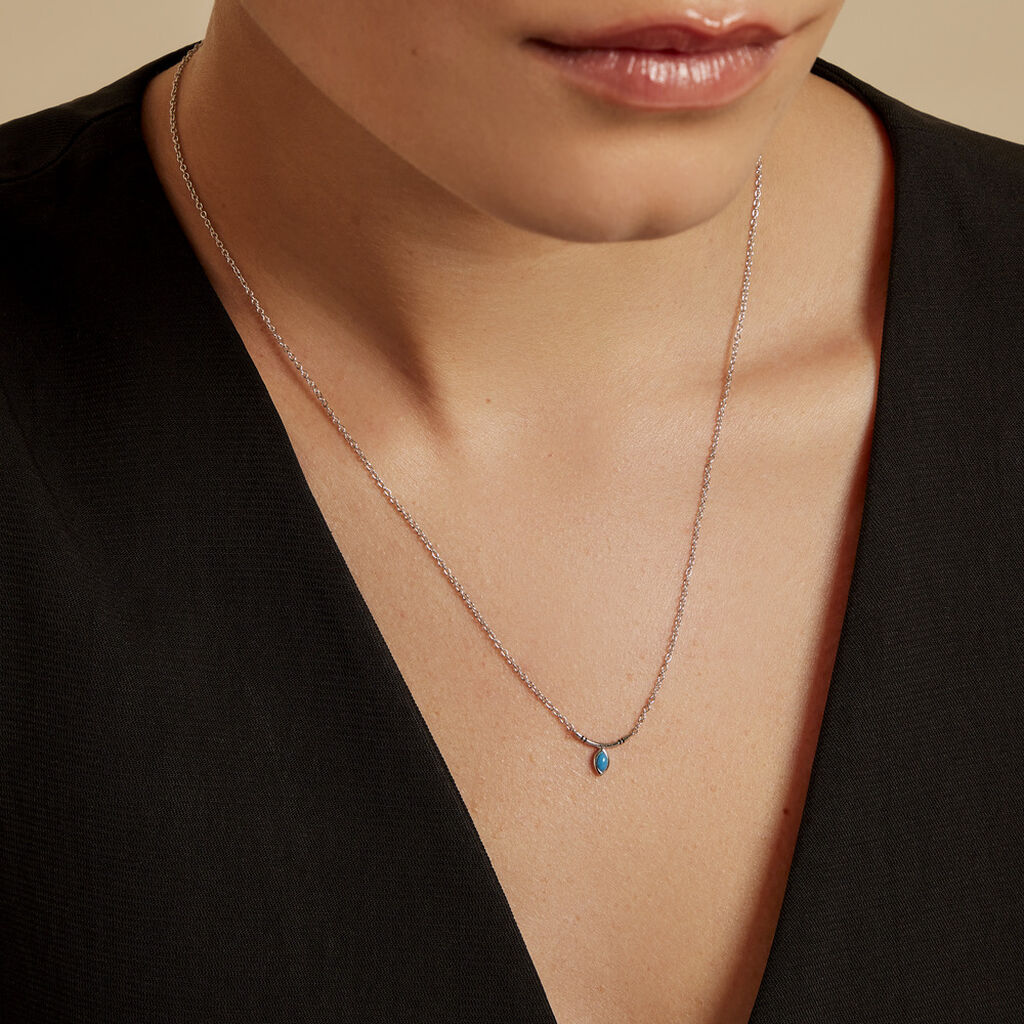 Collier Cyane Argent Blanc Turquoise - Colliers fantaisie Femme | Histoire d’Or