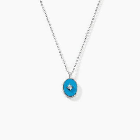 Collier Goddess Argent Blanc Turquoise - Colliers fantaisie Femme | Histoire d&rsquo;Or