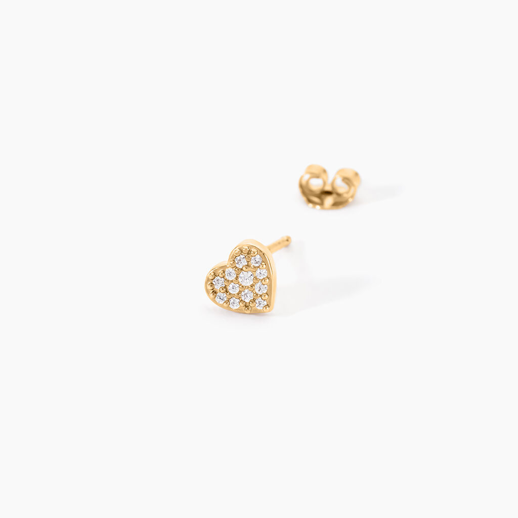 Boucles D'Oreilles Puces Nafissa Plaque Or Jaune Oxyde De Zirconium - Boucles d'oreilles fantaisie Femme | Histoire d&rsquo;Or