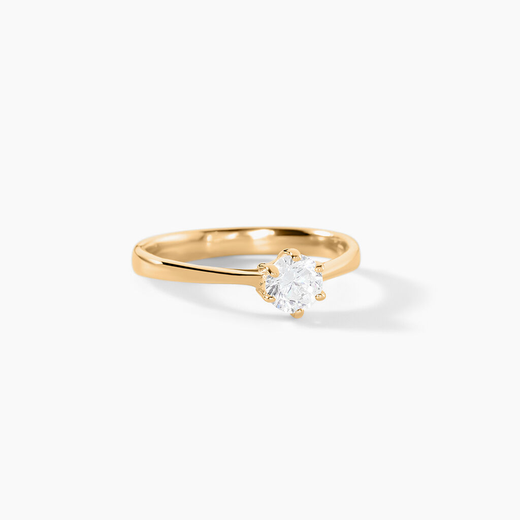 Bague Solitaire Plaqué Or Jaune Eulia Oxyde De Zirconium - Bagues solitaires Femme | Histoire d’Or