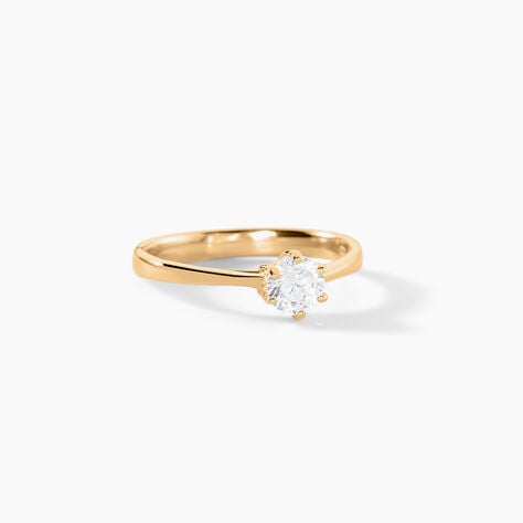 Bague Solitaire Plaqué Or Jaune Eulia Oxyde De Zirconium - Bagues solitaires Femme | Histoire d’Or
