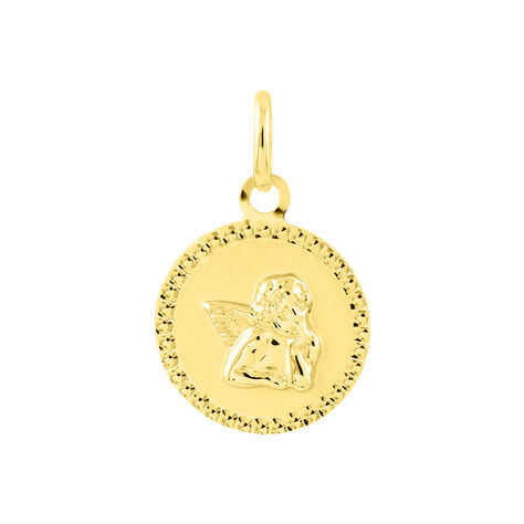 Pendentif Ange Rond Cisele Or Jaune - Pendentifs Baptême Famille | Histoire d’Or