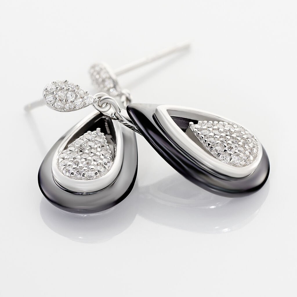 Boucles D'oreilles Pendantes Marina Cera Argent  Céramique Et Oxyde - Boucles d'oreilles pendantes Femme | Histoire d’Or