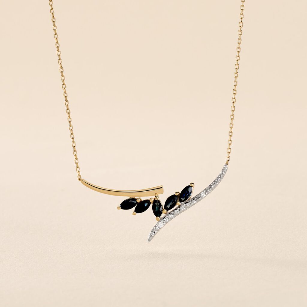 Collier Or Jaune Carl Saphirs Diamants - Colliers Femme | Histoire d&rsquo;Or