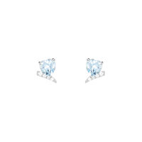 Boucles D'oreilles Puces Eva Or Blanc Topaze Et Oxyde De Zirconium