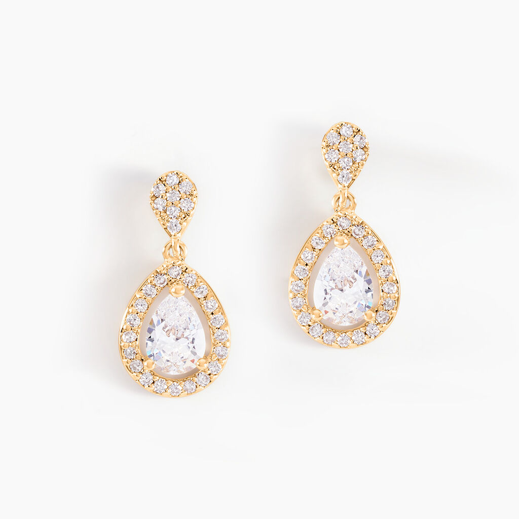 Boucles D'oreilles Pendantes Brigita Plaqu&eacute; Or Jaune Oxyde - Boucles d'oreilles fantaisie Femme | Histoire d&rsquo;Or