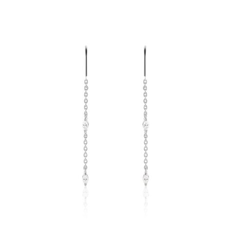 Boucles D'oreilles Pendantes Garsha Argent Blanc Oxyde De Zirconium - Boucles d'oreilles fantaisie Femme | Histoire d&rsquo;Or