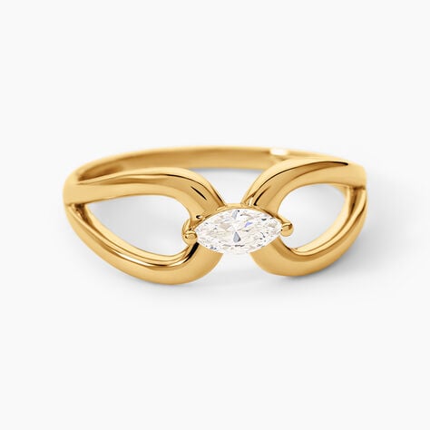 Bague Morgiane Argent Dor&eacute; A L'Or 750/1000 Oxyde De Zirconium - Bagues solitaires Femme | Histoire d&rsquo;Or