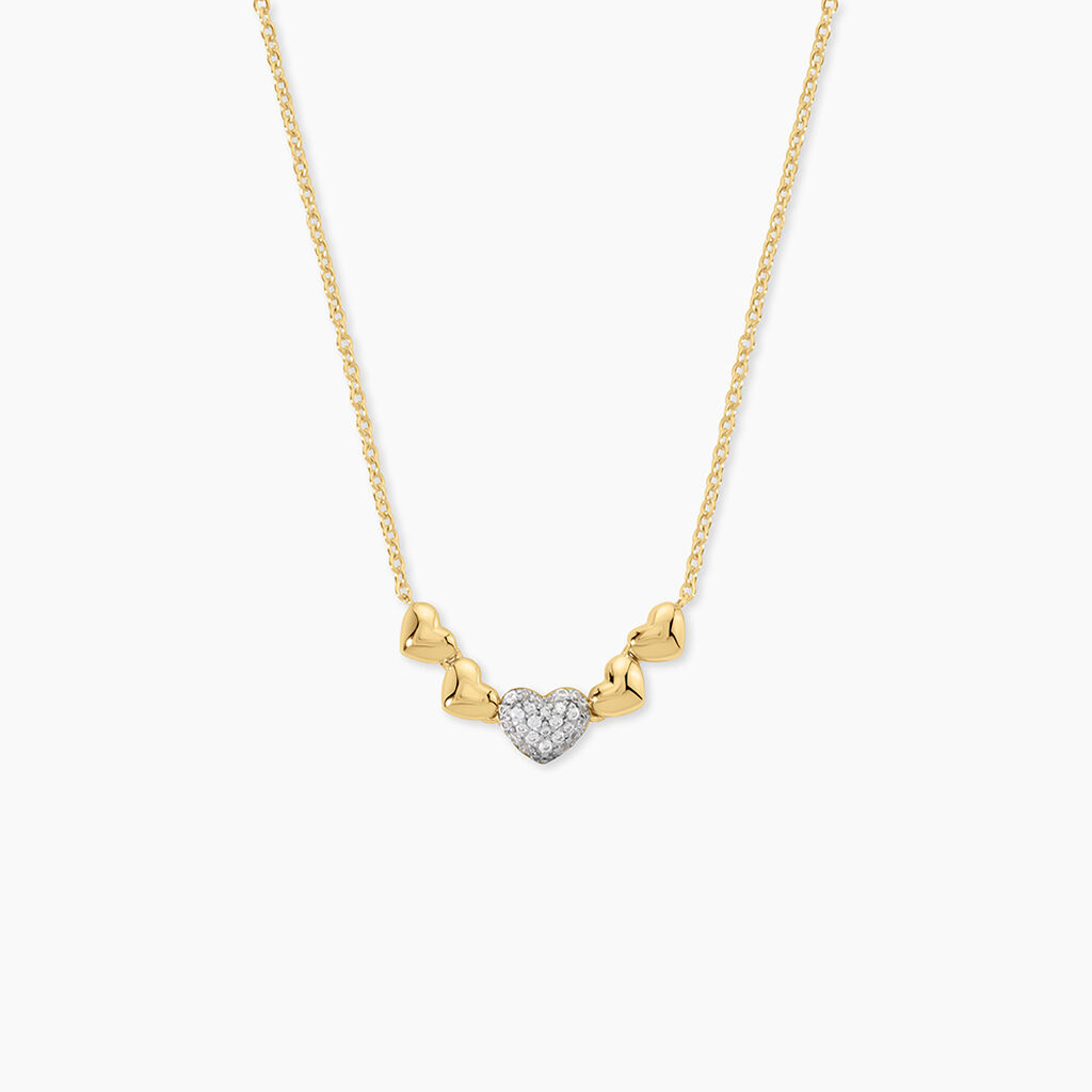 Collier Minie Argent Dor&eacute; A L'Or 750/1000 Oxyde De Zirconium - F&ecirc;te des m&egrave;res Femme | Histoire d&rsquo;Or