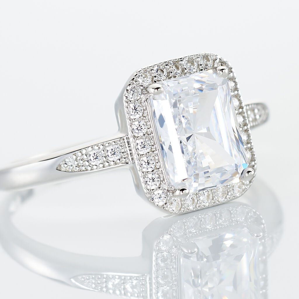 Bague Solitaire Pilar Argent Blanc Oxyde De Zirconium - Bagues solitaires Femme | Histoire d’Or