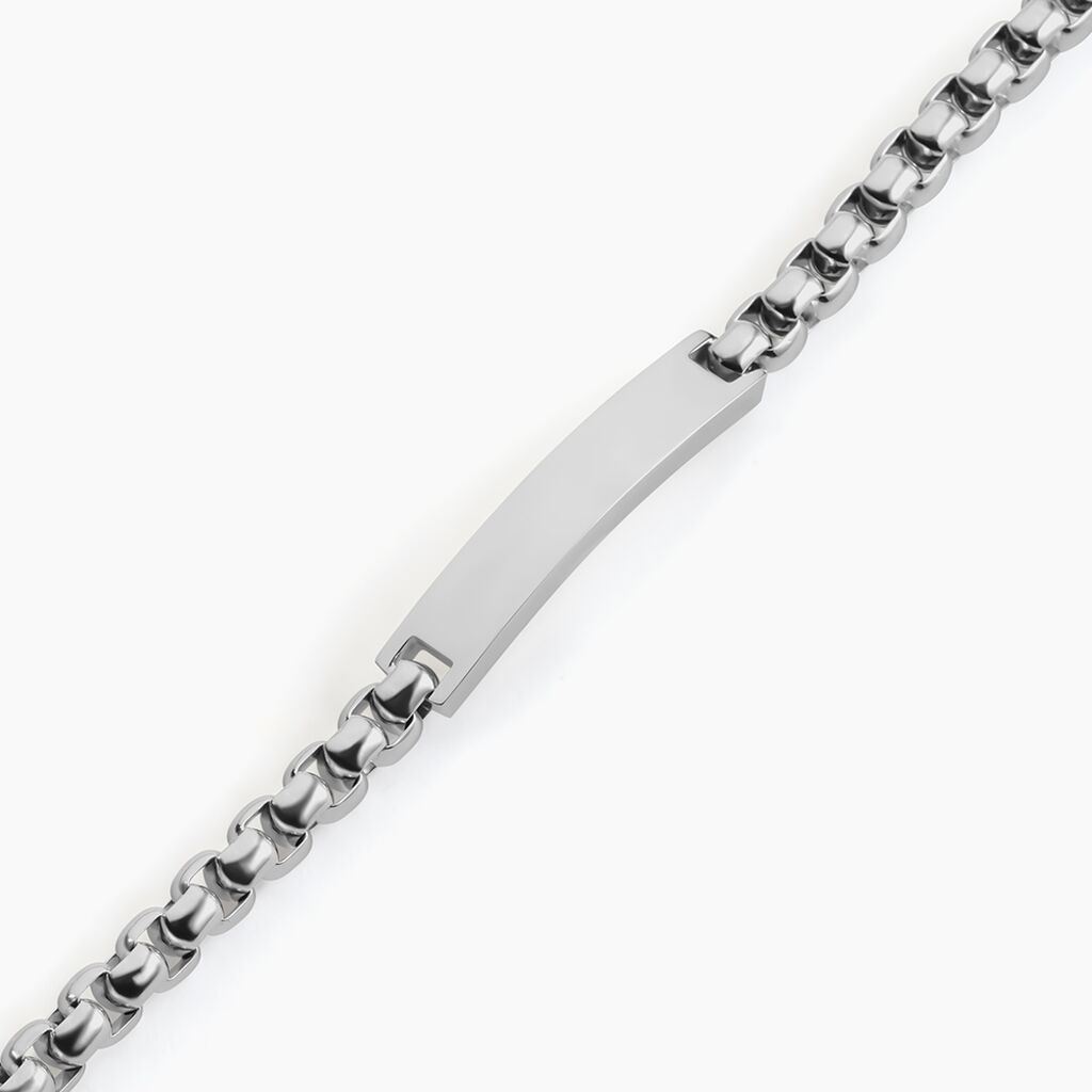 Bracelet Identite Acier Blanc Doryan - Gourmettes Homme | Histoire d&rsquo;Or