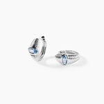 Cr&eacute;oles Elowen Argent Blanc Pierre De Synthese - Boucles d'oreilles cr&eacute;oles Femme | Histoire d&rsquo;Or