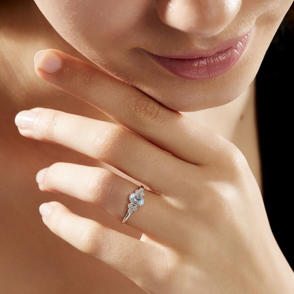 Bague Cyprille Or Blanc Topaze Et Oxyde De Zirconium - Bagues solitaires Femme | Histoire d’Or