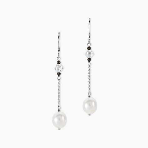 Boucles D'oreilles Pendantes Argent Blanc Perle De Culture Et Olivine - Boucles d'oreilles fantaisie Femme | Histoire d’Or