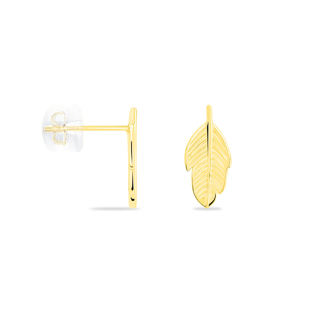 Boucles D'oreilles Puces Bartolomea Feuilles Or Jaune - Clous d'oreilles Femme | Histoire d’Or