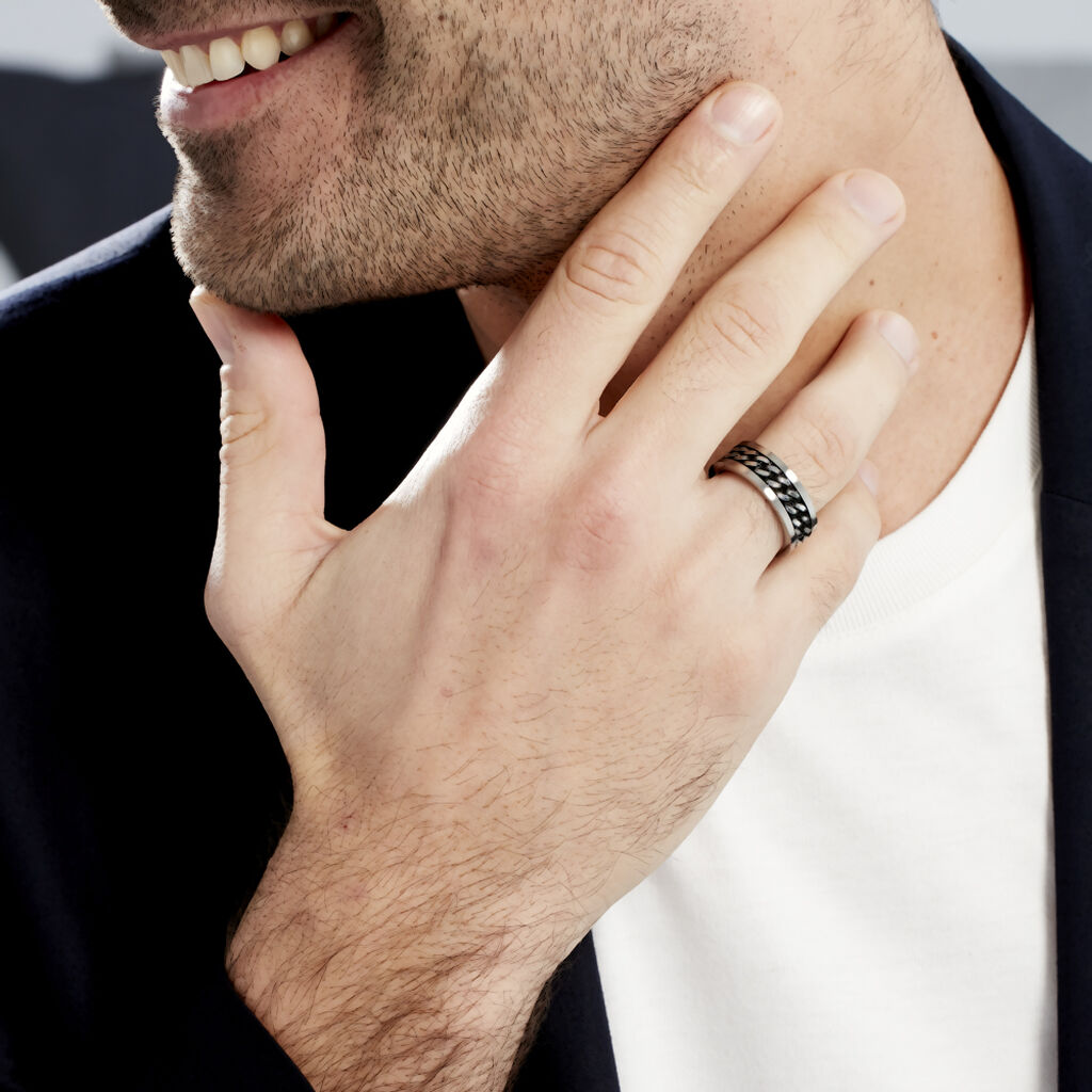 Bague Gaston Acier Blanc - Bagues fantaisie Homme | Histoire d’Or