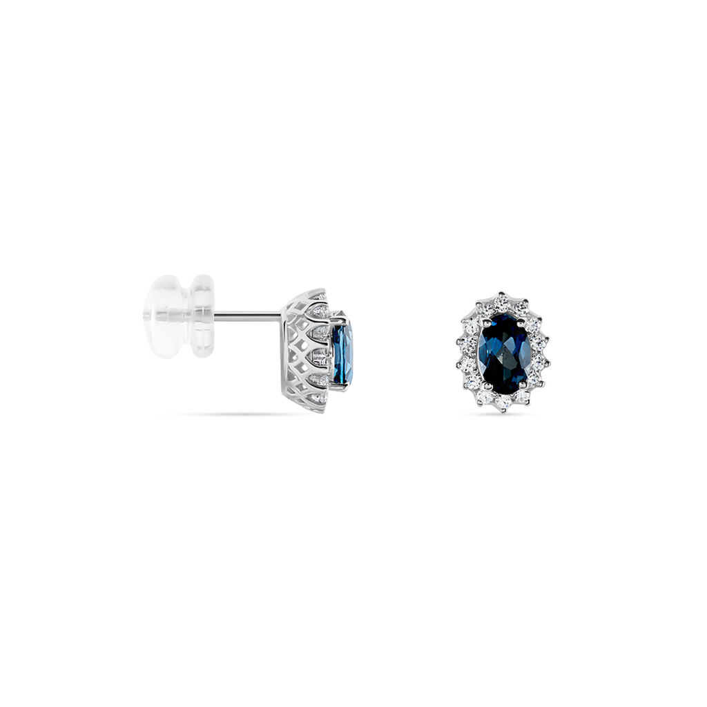 Boucles D'oreilles Or Blanc Quintilla Topazes London Blue Et Oxydes - Boucles d'oreilles pendantes Femme | Histoire d&rsquo;Or