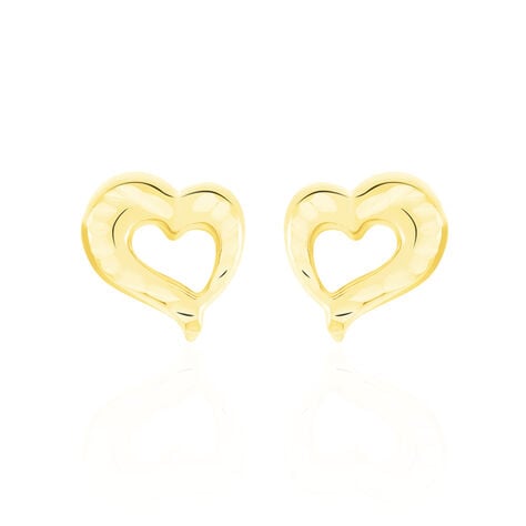 Boucles D'oreilles Puces Anne-maudae Coeurs Or Jaune - Clous d'oreilles Femme | Histoire d’Or