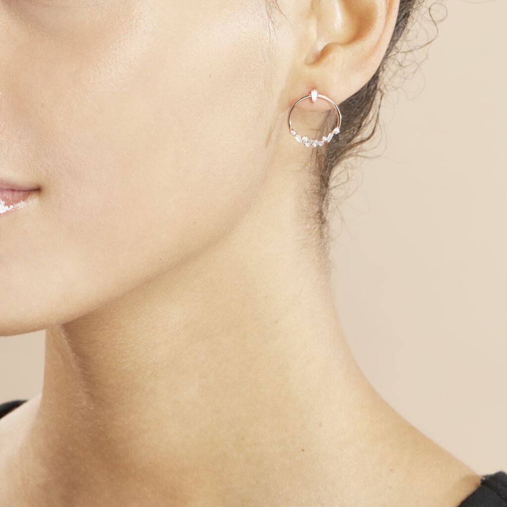 Boucles D'oreilles Pendantes Celene Argent Rose Oxyde De Zirconium - Boucles d'oreilles fantaisie Femme | Histoire d’Or