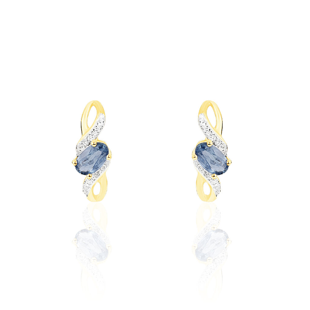 Boucles D'malia Oreilles Puces Malia Or Jaune Saphir Et Diamant - Boucles d'oreilles pendantes Femme | Histoire d&rsquo;Or