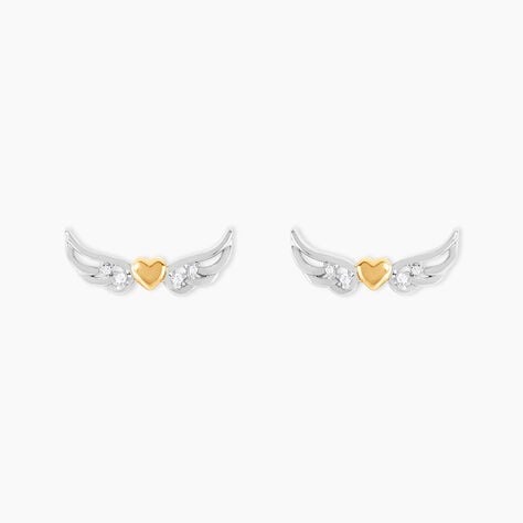Boucles D'Oreilles Puces Or Jaune et Argent Blanc - Clous d'oreilles Femme | Histoire d&rsquo;Or