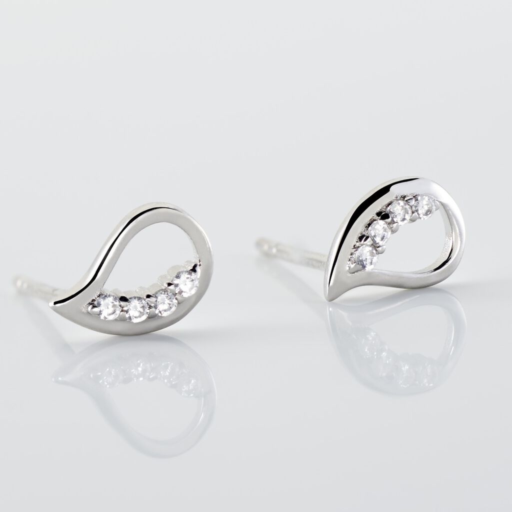 Boucles D'oreilles Puces Argent Blanc Sylvan Oxydes De Zirconium - Boucles d'oreilles fantaisie Femme | Histoire d&rsquo;Or