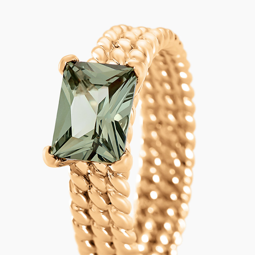 Bague Luccia Plaqué Or Doré Pierre D'imitation - Bagues solitaires Femme | Histoire d’Or