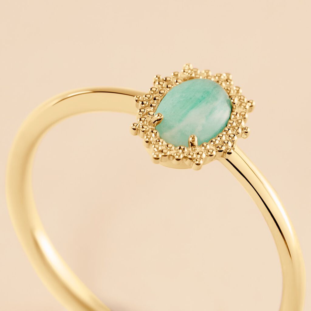 Bague Vintage Love Plaqu&eacute; Or Jaune Amazonite - Bagues solitaires Femme | Histoire d&rsquo;Or