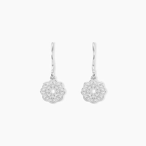 Boucles D'oreilles Pendantes Lynne Argent Blanc - Boucles d'oreilles fantaisie Femme | Histoire d’Or