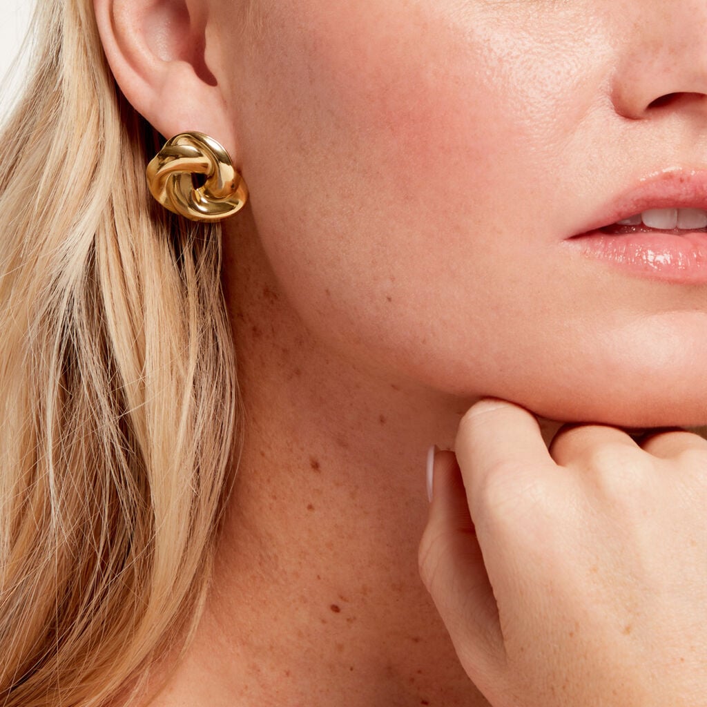 Boucles D'Oreilles Puces Sema Acier Jaune - Boucles d'oreilles fantaisie Femme | Histoire d&rsquo;Or