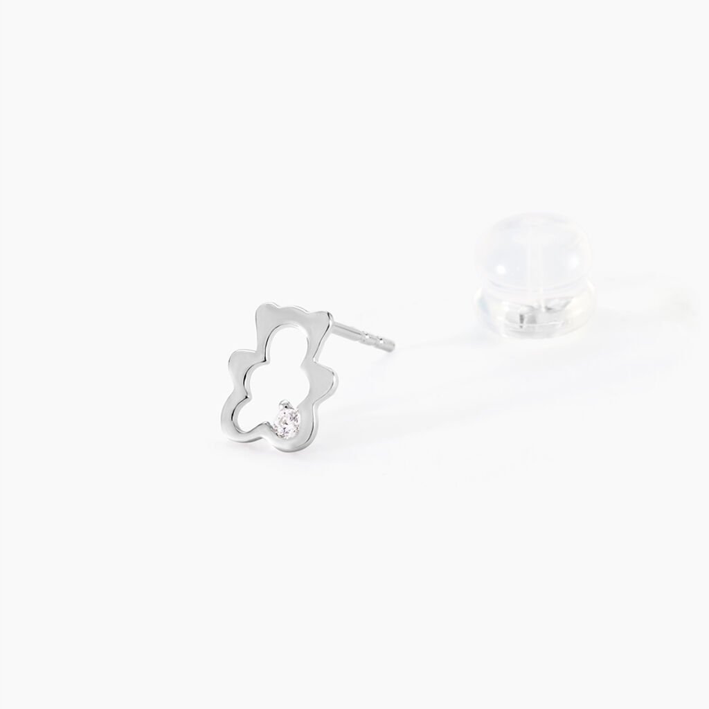 Boucles D'oreilles Puces Baptista Ours Or Blanc Oxydes - Clous d'oreilles Enfant | Histoire d’Or