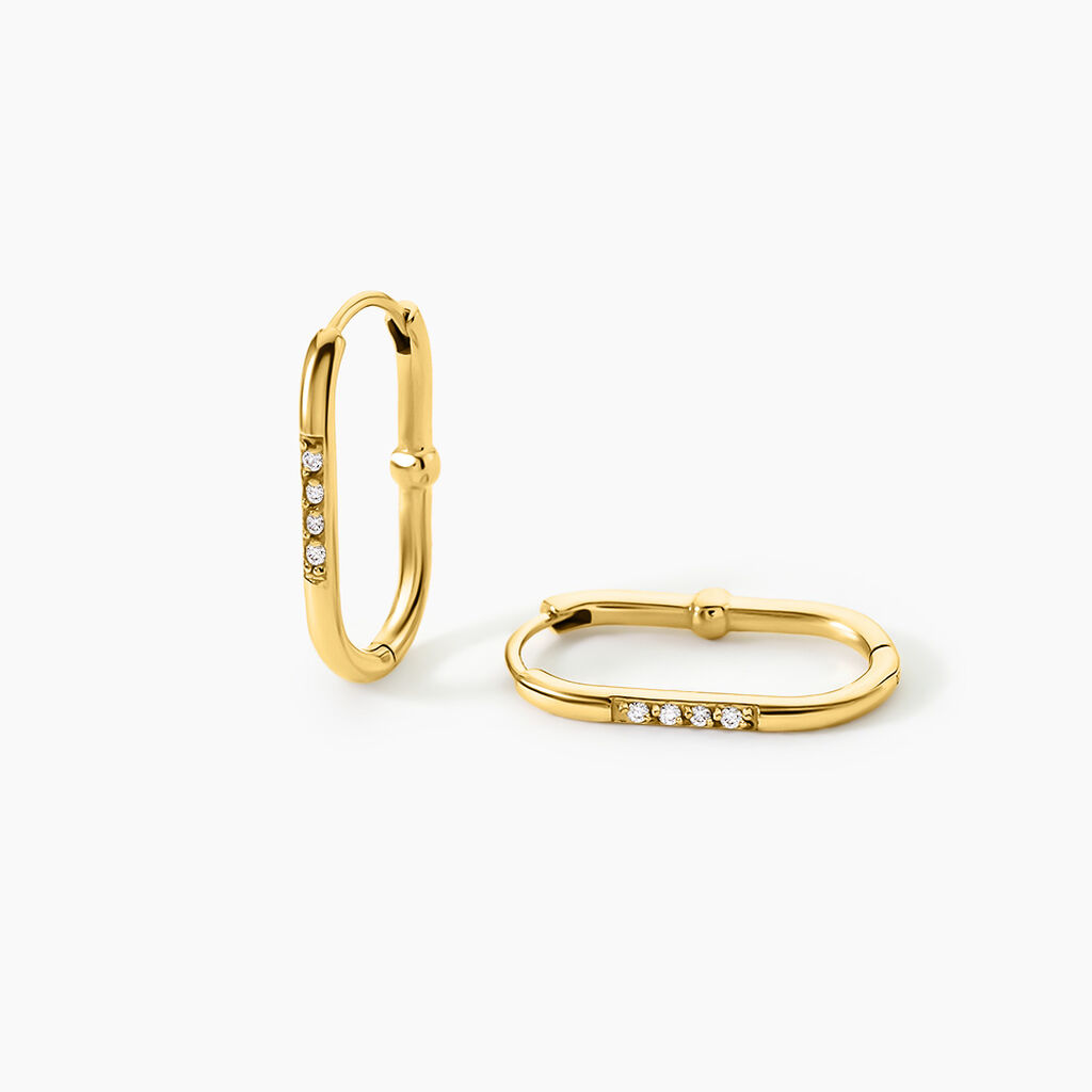 Cr&eacute;oles Allgia Acier Jaune Oxyde De Zirconium - Boucles d'oreilles cr&eacute;oles Femme | Histoire d&rsquo;Or