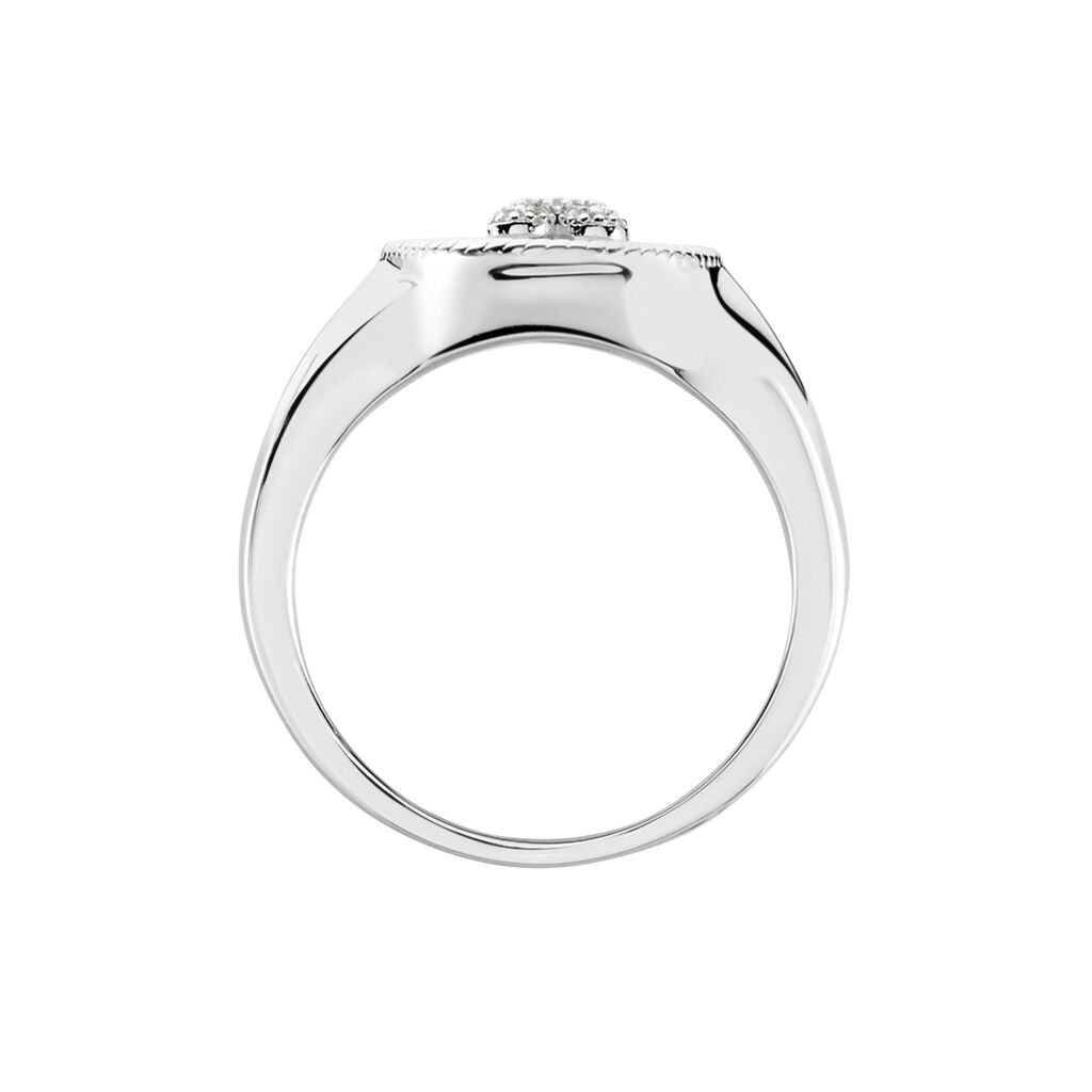 Chevalière Aracely Argent Blanc Nacre Oxyde De Zirconium - Chevalières Femme | Histoire d’Or