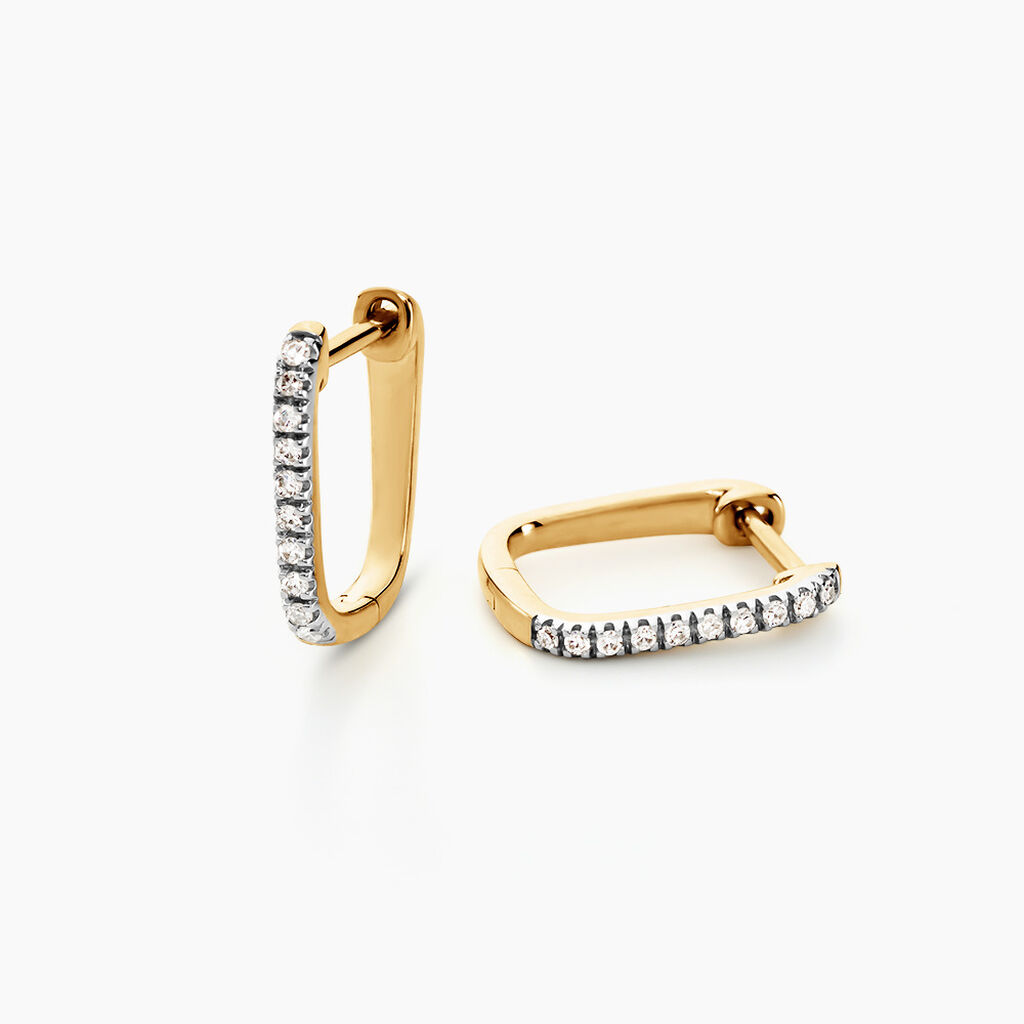 Cr&eacute;oles Or Jaune Araminta Diamant - Boucles d'oreilles cr&eacute;oles Femme | Histoire d&rsquo;Or