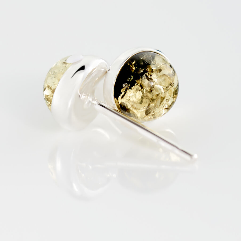 Boucles D'oreilles Puces Argent Blanc Acacia Ambre - Boucles d'oreilles fantaisie Femme | Histoire d’Or