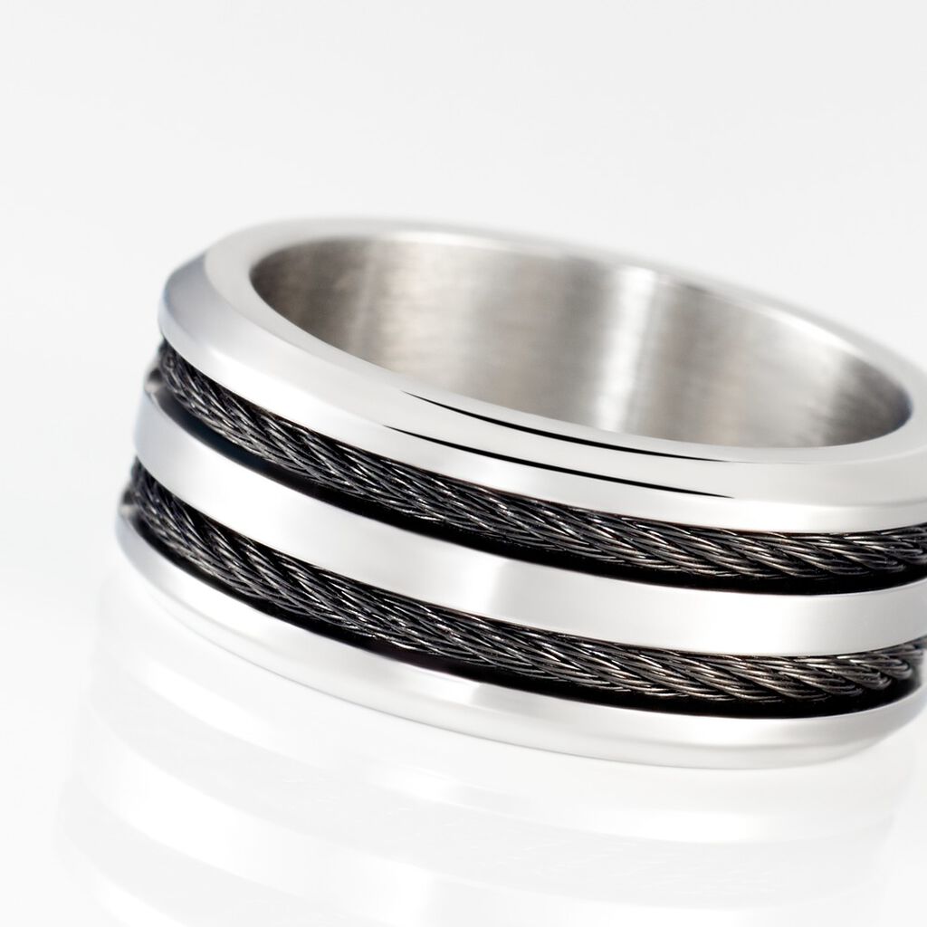 Bague Men's Steel Acier Blanc - Bagues fantaisie Homme | Histoire d’Or