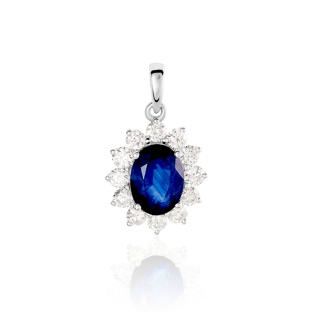 Pendentif Or Blanc Saphir Diamants - Pendentifs Femme | Histoire d&rsquo;Or