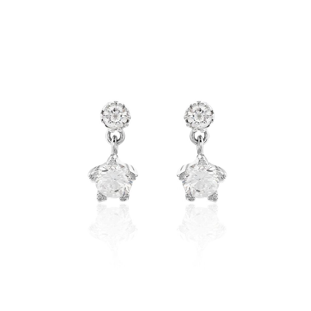 Boucles D'oreilles Puces Tibby Argent Blanc Oxyde De Zirconium - Boucles d'oreilles fantaisie Femme | Histoire d’Or