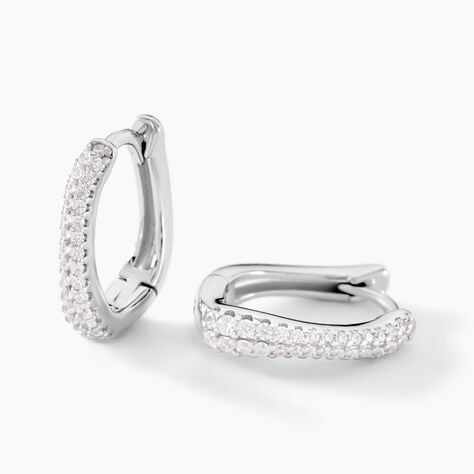 Créoles Nandie Argent Blanc Oxyde De Zirconium - Boucles d'oreilles créoles Femme | Histoire d’Or