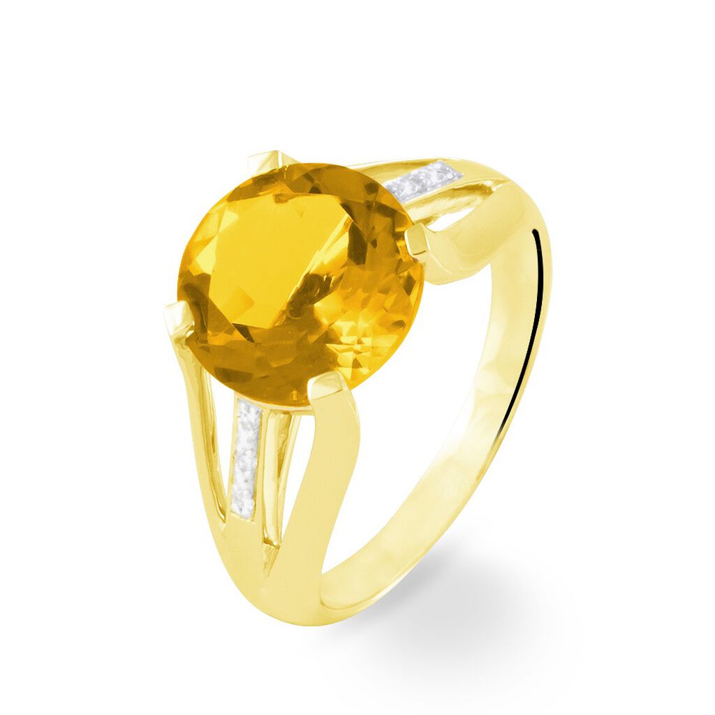 Bague Cecile Or Jaune Quartz Et Diamant - Bagues solitaires Femme | Histoire d&rsquo;Or