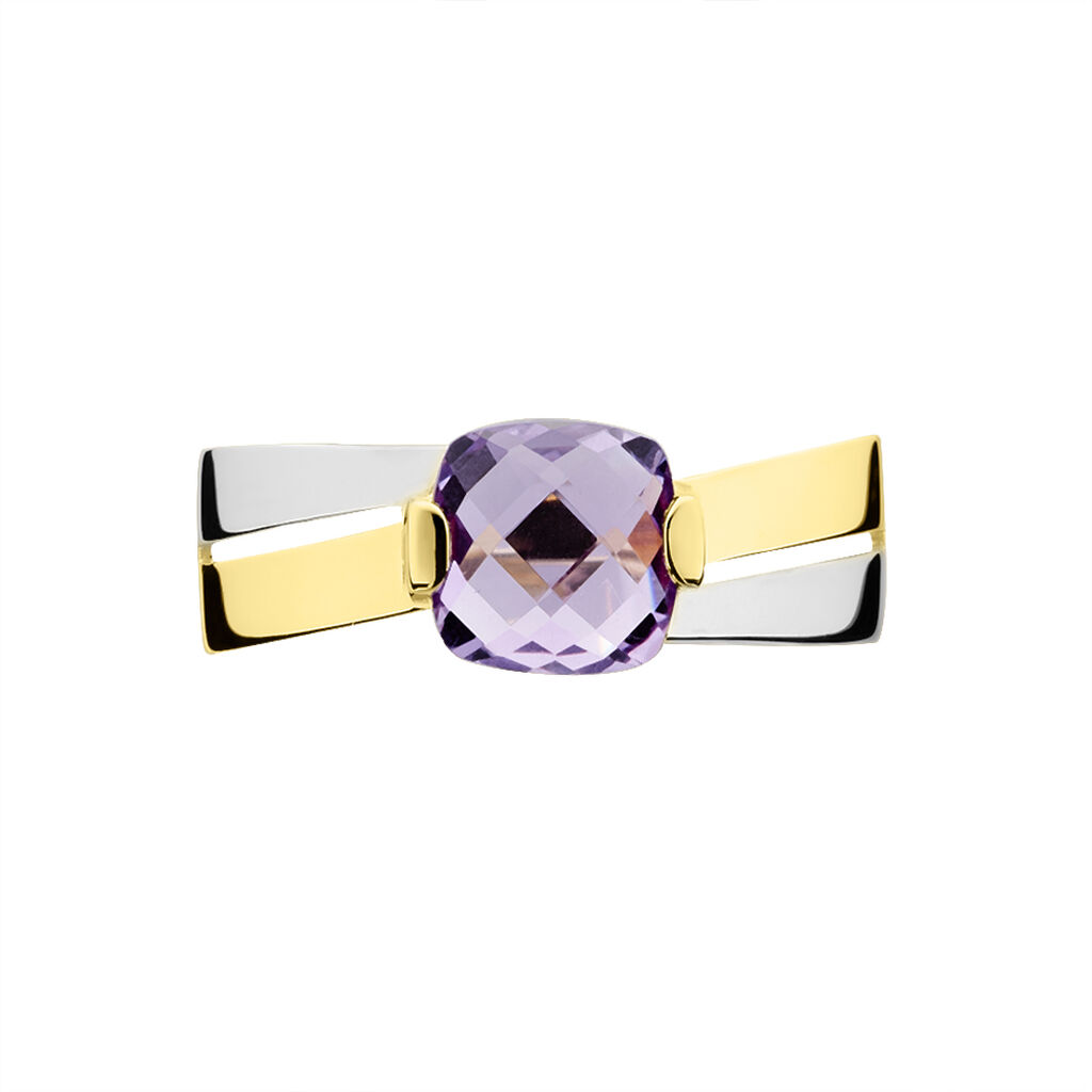 Bague Suzana Or Bicolore Amethyste - Bagues solitaires Femme | Histoire d&rsquo;Or