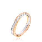 Alliance Entrelacee Diamantee Ruban Plat Or Tricolore - Alliances Unisex | Histoire d&rsquo;Or