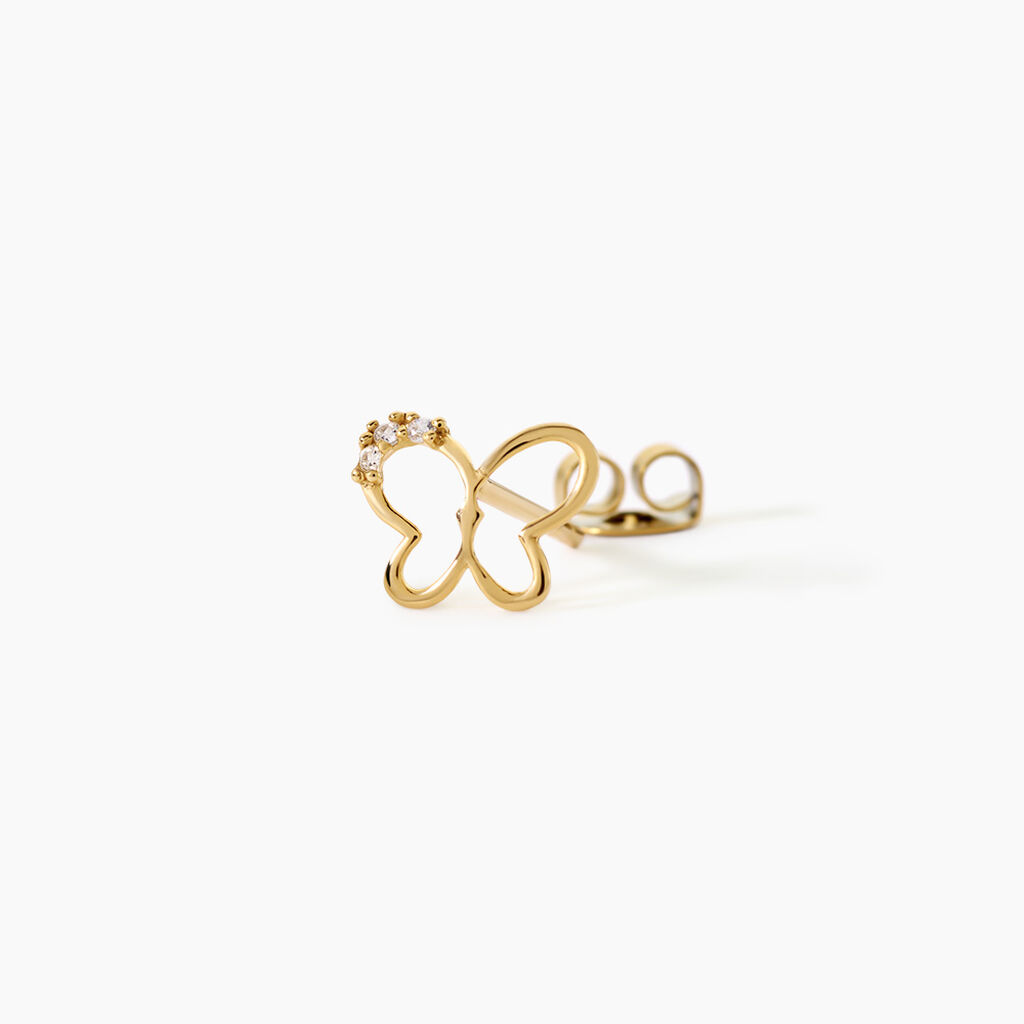 Boucles D'Oreilles Puces Camomille Argent Dor&eacute; A L'Or 750/1000 Oxyde De Zirconium - Boucles d'oreilles fantaisie Enfant | Histoire d&rsquo;Or