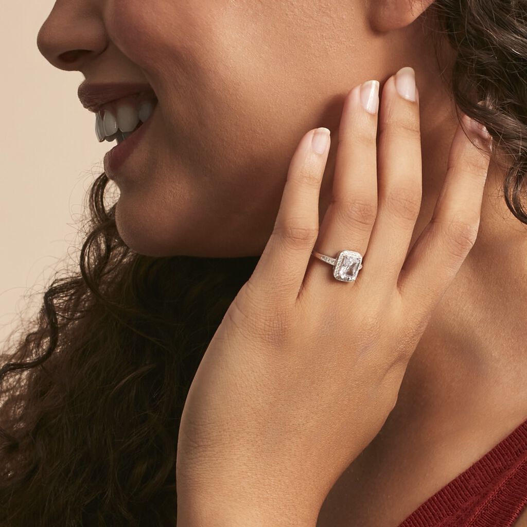 Bague Solitaire Pilar Argent Blanc Oxyde De Zirconium - Bagues solitaires Femme | Histoire d’Or