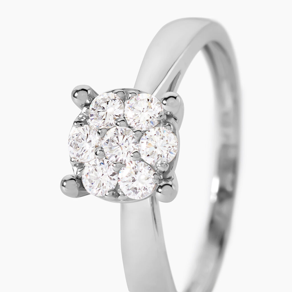 Bague Artemis Ld Platine Blanc Diamant Synth&eacute;tique - Bagues solitaires Femme | Histoire d&rsquo;Or