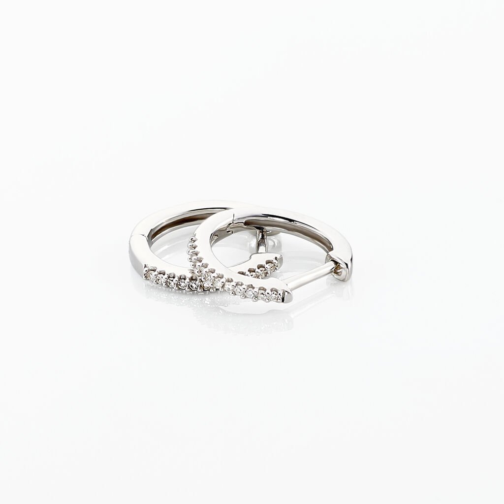 Créoles Aryanna Rondes Or Blanc Diamant - Boucles d'oreilles créoles Femme | Histoire d’Or