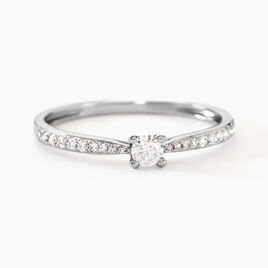 Bague Solitaire Laetitia Or Blanc Diamant - Bagues solitaires Femme | Histoire d’Or