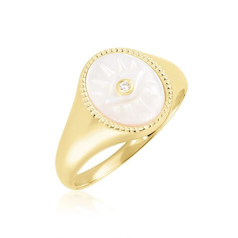 Chevali&egrave;re Goddess Argent Dor&eacute; Nacre Oxyde De Zirconium - Bagues solitaires Femme | Histoire d&rsquo;Or